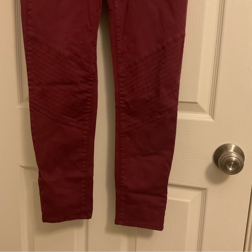 American Eagle Maroon Moto Skinny Pants - Women’s Size 6 - Low Rise Stretch - Picture 8 of 13
